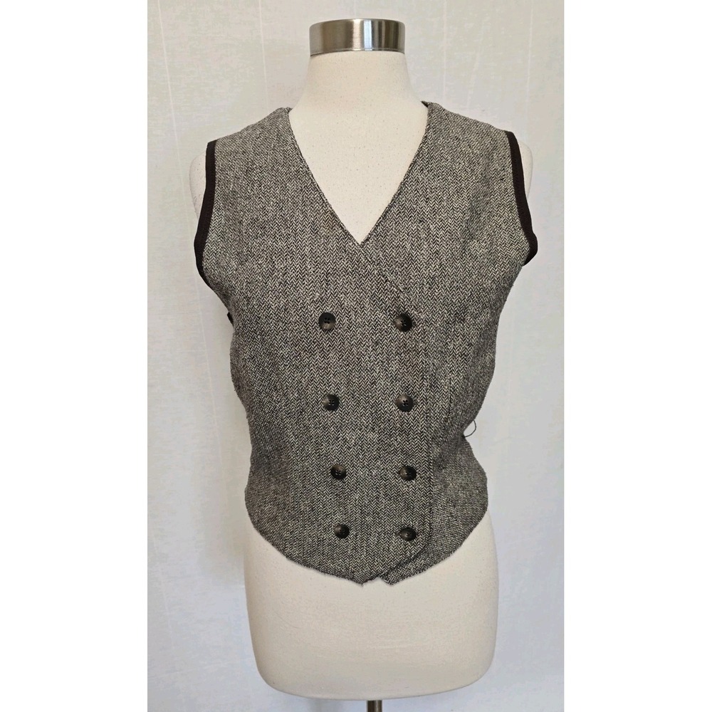 Gap Womens Vintage Vest Size Medium Herringbone Double Breasted